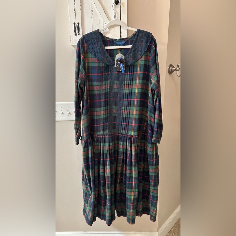 Cozy Christmas Winter Flannel Plaid April Cornell Dress NWT - Picture 3 of 4